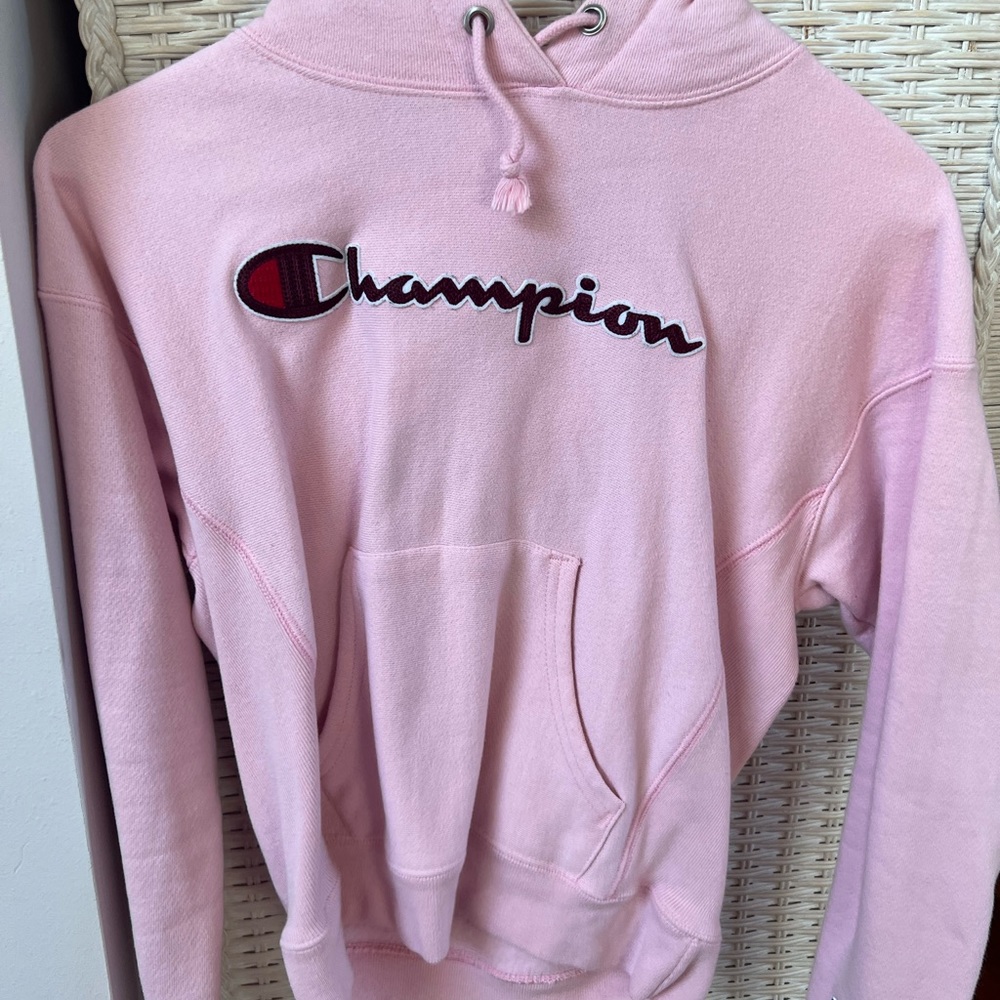 pink champion hoodie
